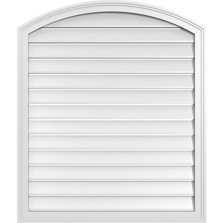Ekena Millwork Arch Top Surface Mount PVC Gable Vent: Non-Functional, w/2"W x 1-1/2"P Brickmould Frame, 34"W x 38"H GVPAR34X3802SN